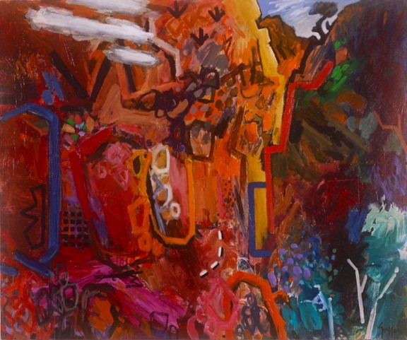 Above Stubbs waterhole no 1 acrylic on canvas 153x183cm