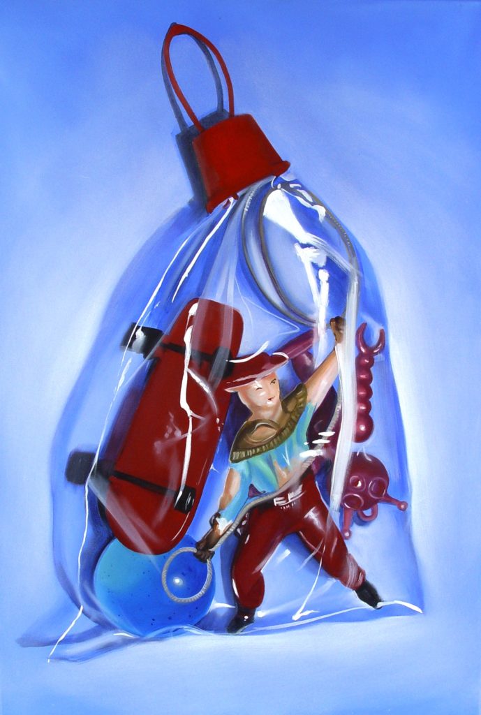 Boy's toys in Plastic Bags 100x70 cm oil on canvas
