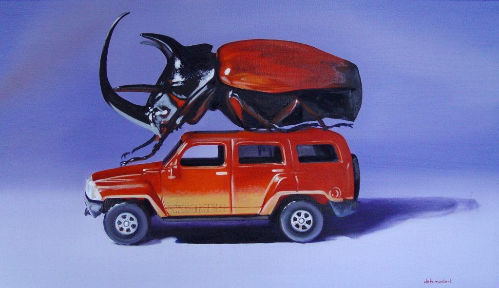 Deb Mostert Bug on Toy Car 10 42x72 cm oil on canvas